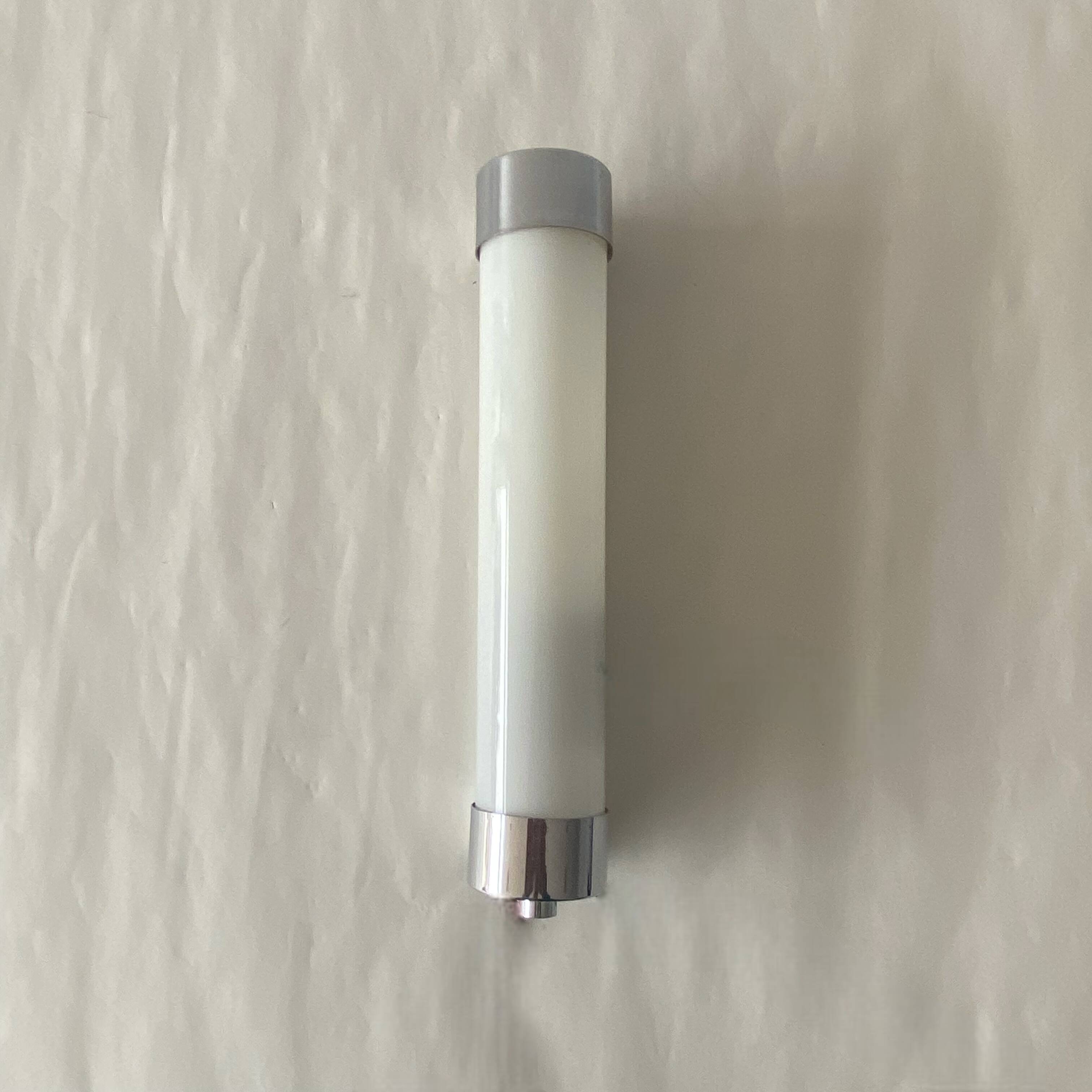 Opaline tube and chrome-plated brass wall lamp