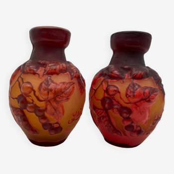 Pair of Tip Emile Gallé vases, glass paste
