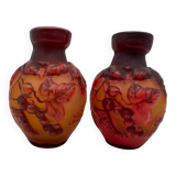 Paire de vases Tip Emile Gallé, pate de verre