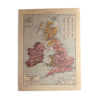 Lithograph map of Great Britain from 1928