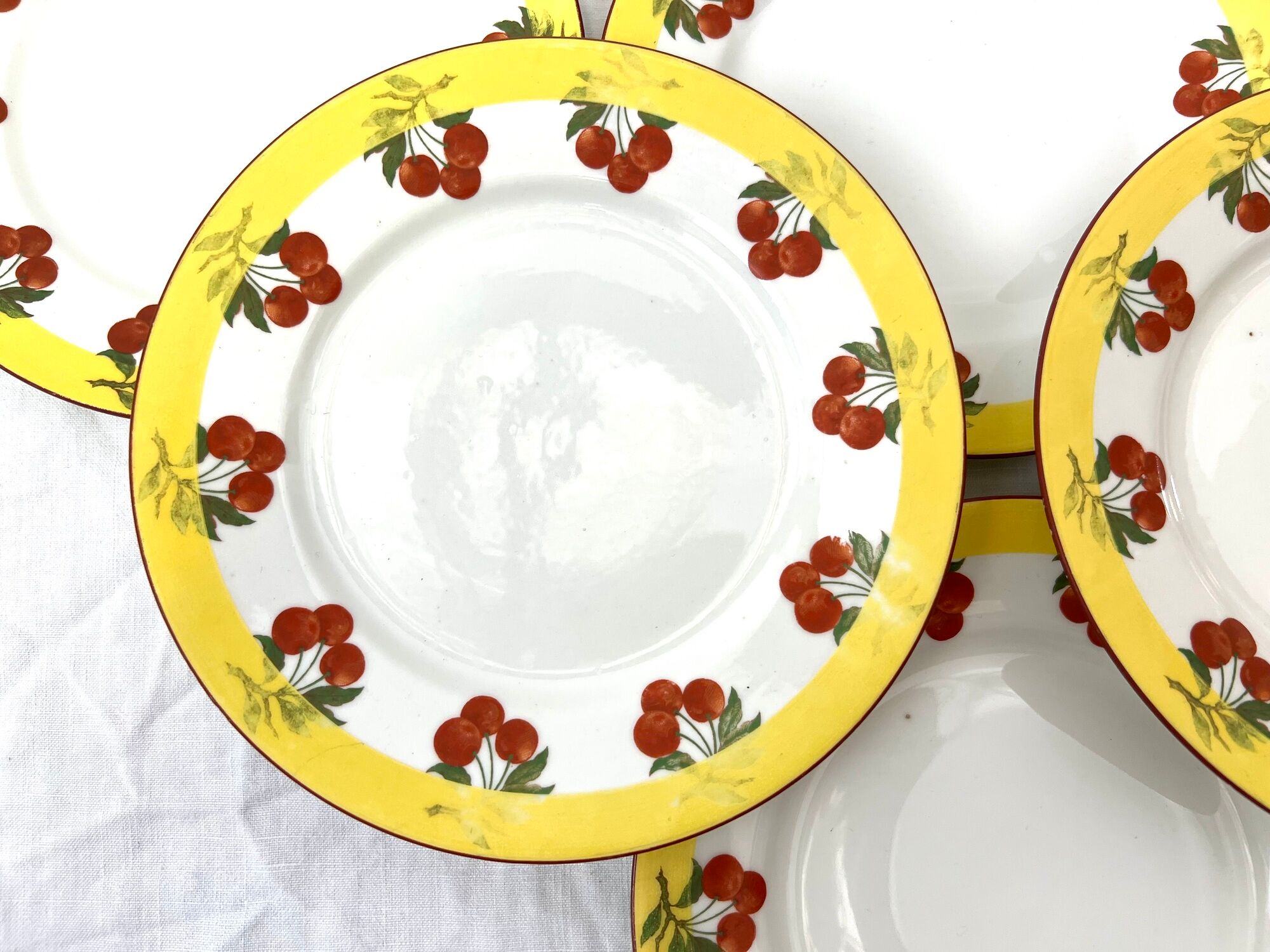 6 dessert plates vintage cherry Limoges porcelain