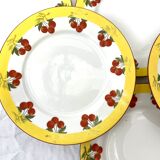 6 dessert plates vintage cherry Limoges porcelain