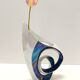 White and Iridescent Blue Ceramic Vase / Centerpiece by Lusso, Italy