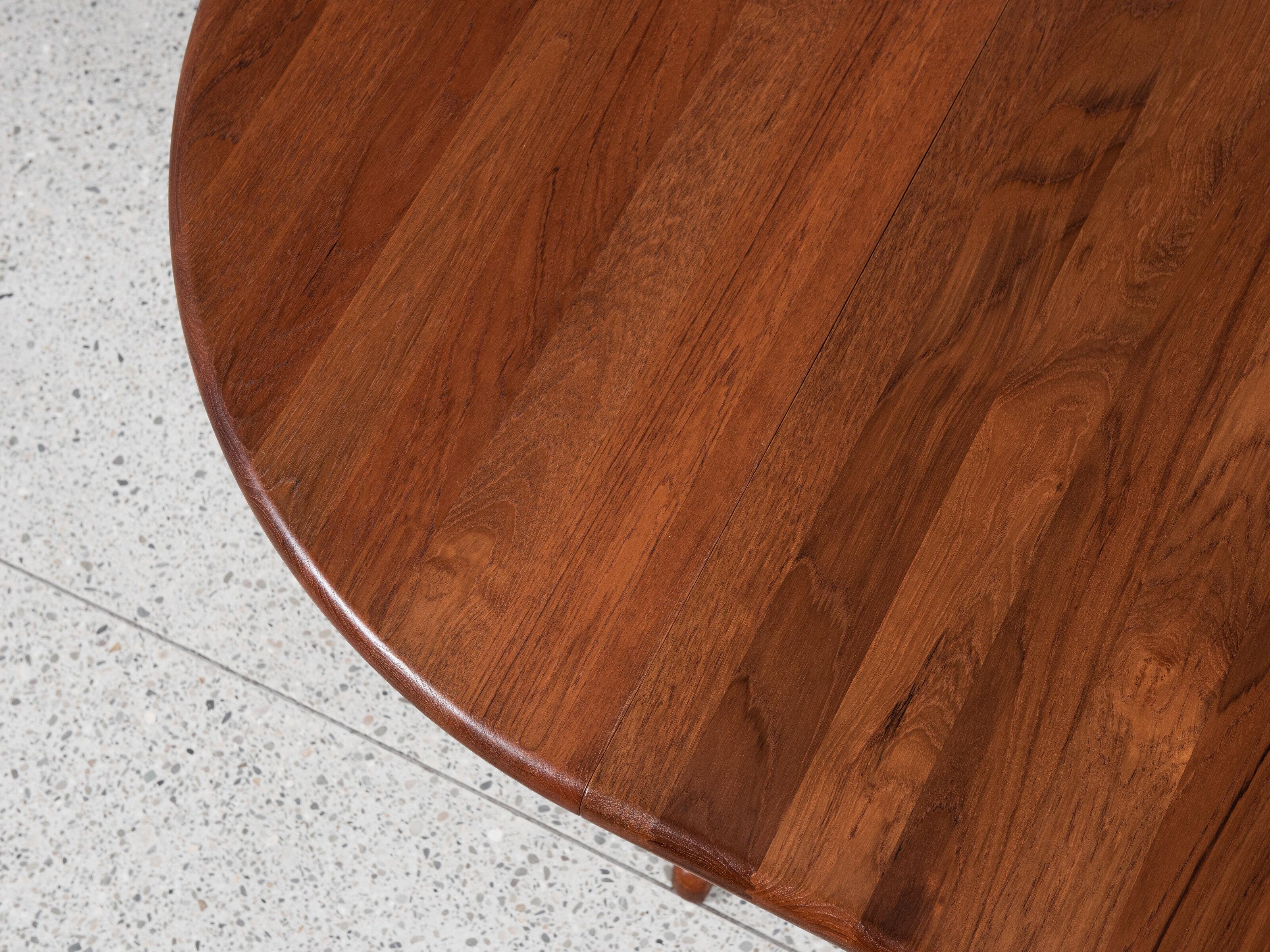 Midcentury Danish round teak dining table with 2 extensions 1960s