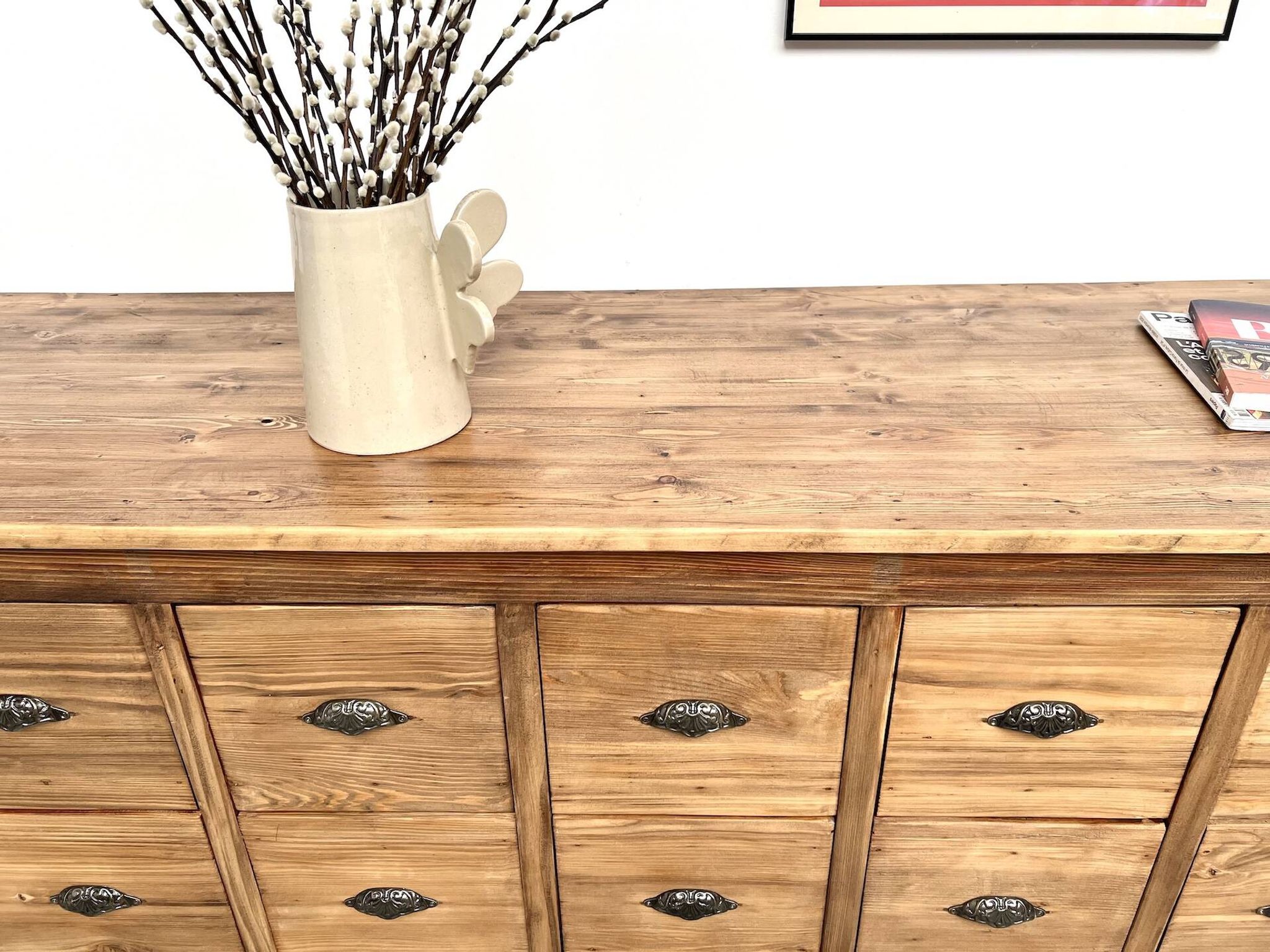 Craftsman's cabinet with 24 drawers in solid pine, 1950s.
