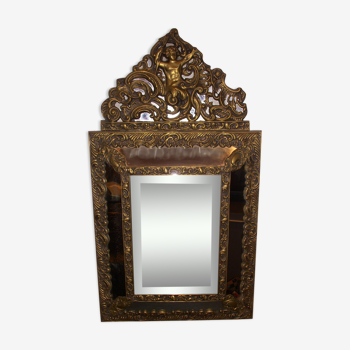 Miroir ancien à parecloses Napoleon III 40x71cm