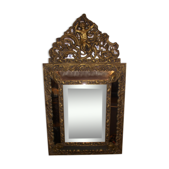 Miroir ancien à parecloses Napoleon III 40x71cm