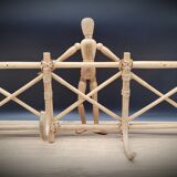 Wall-mounted rattan coat rack 4 hooks