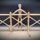Wall-mounted rattan coat rack 4 hooks