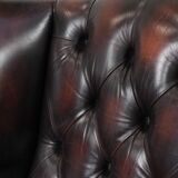 Cowhide leather Chesterfield wingback armchair in classic English style