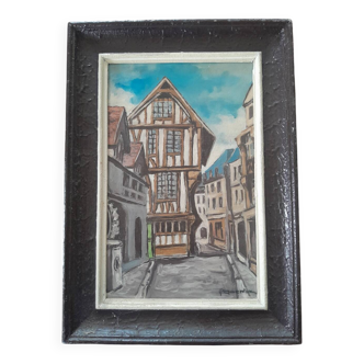 Painting on wood "Half-timbered house"