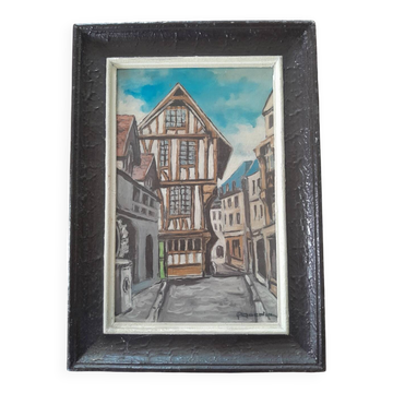 Painting on wood "Half-timbered house"
