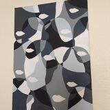 Tableau peinture acrylique Visages bleus