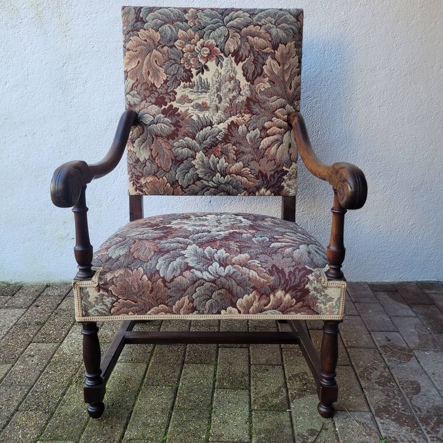 Large "Sheep Bone" armchair — Louis XIII style, late 19th century