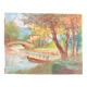 Tableau ancien paysage à la rivière XX siècle