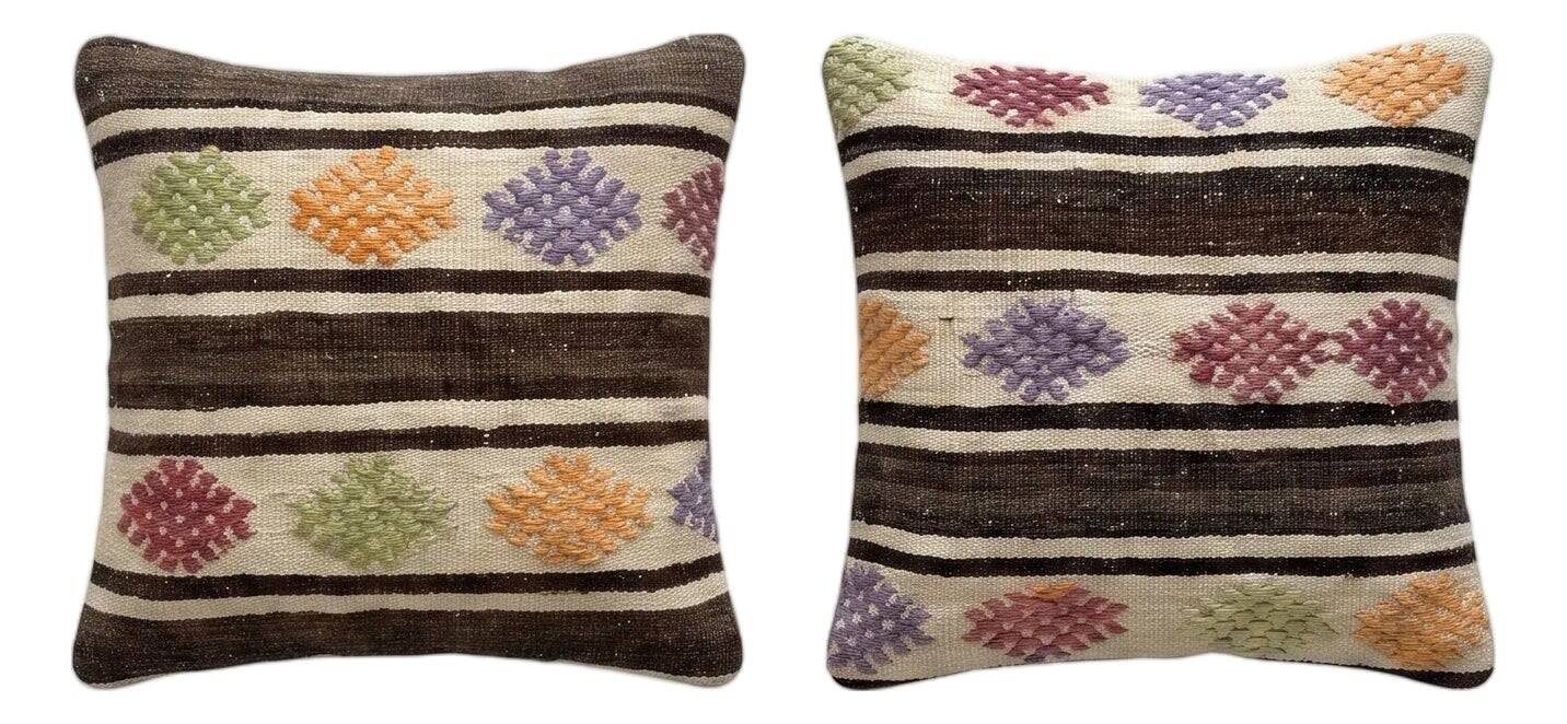Set of 2 vintage kilim cushion covers 48x51 cm