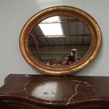 Oval mirror gilded wood - 84x100cm