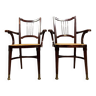 D’après Otto Wagner pour Thonet Wien: paire de fauteuils en bois courbé modèle Art Nouveau en acajou