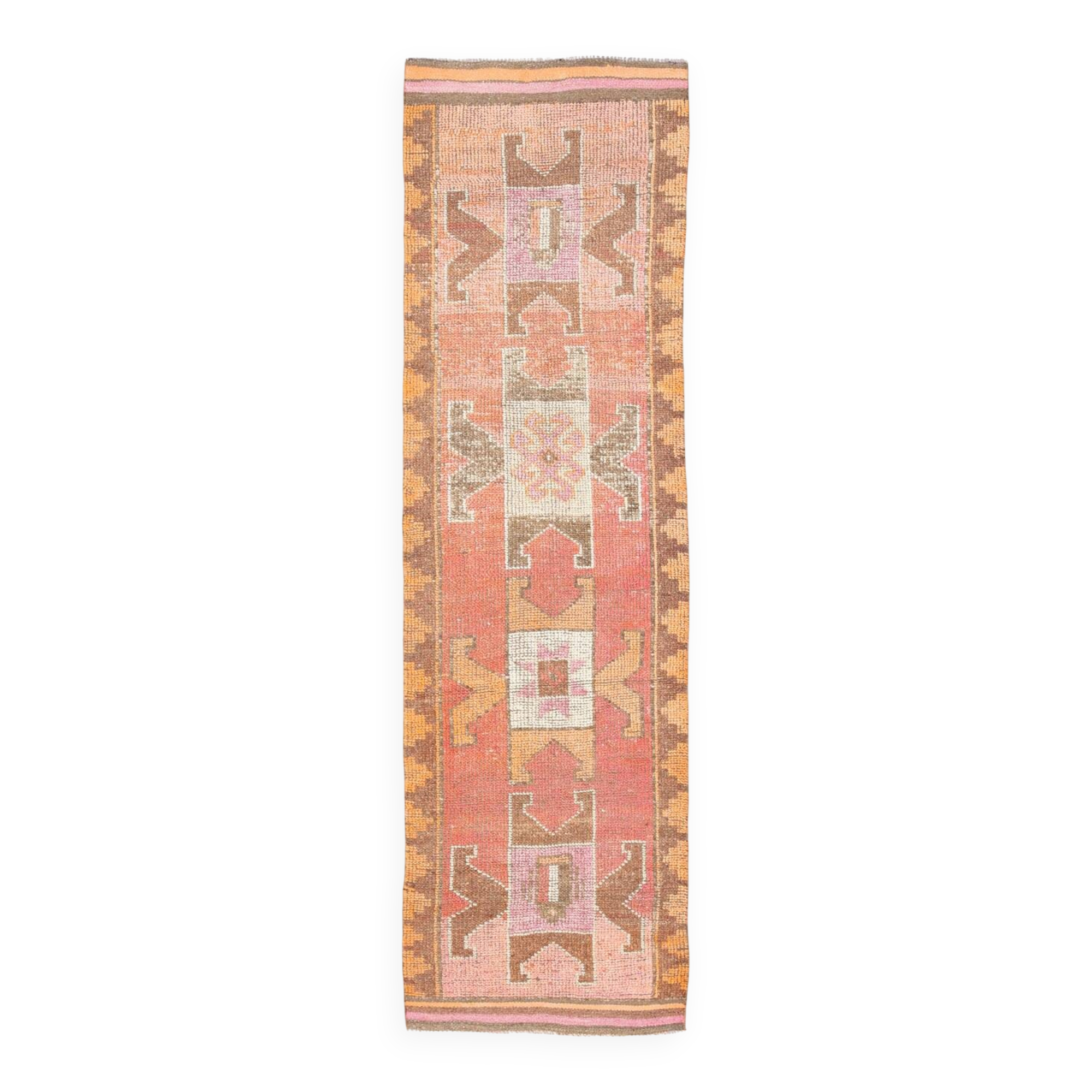 3x11 Colorful Turkish Vintage Runner Rug, 92x328Cm