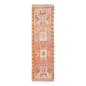 3x11 Colorful Turkish Vintage Runner Rug, 92x328Cm
