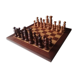 Échiquier en bois classique années 80