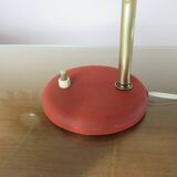 "Cocotte" lamp in brass and red lacquered metal, 1950s-60s.