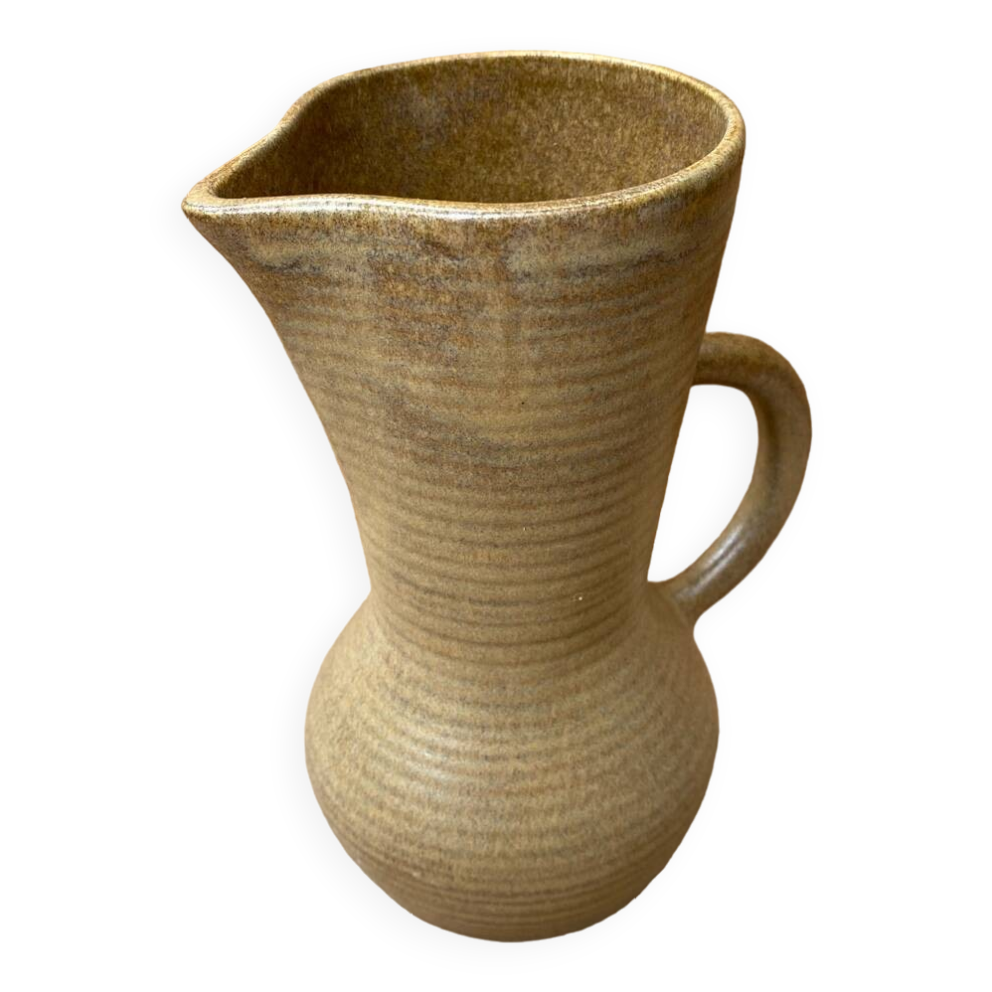 Old pitcher digoin stoneware beige made in france vintage