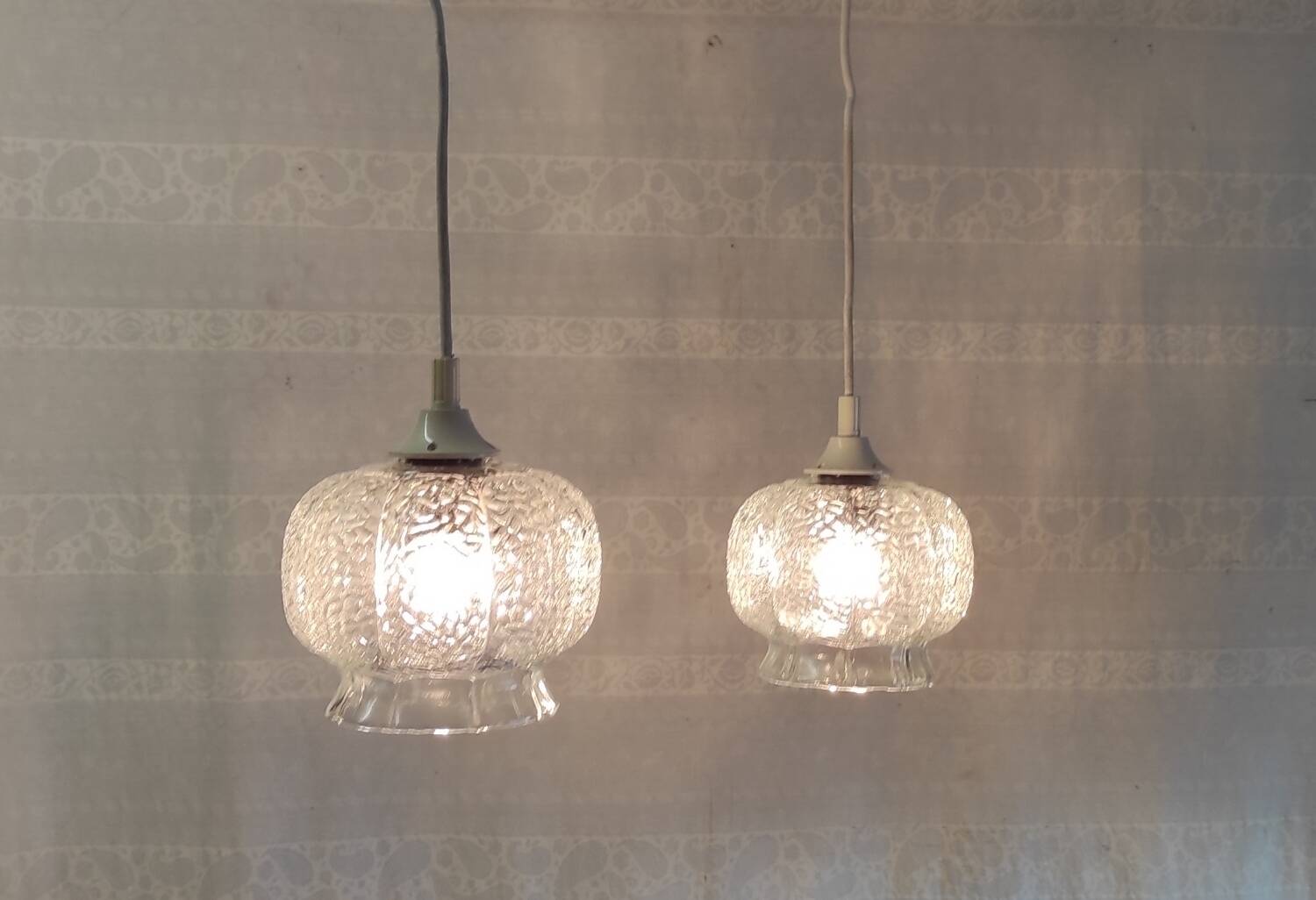 Vintage glass pendant lights - 60s/70s