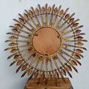 Vintage sun mirror in patinated gold metal – Spain 1950s / 60s