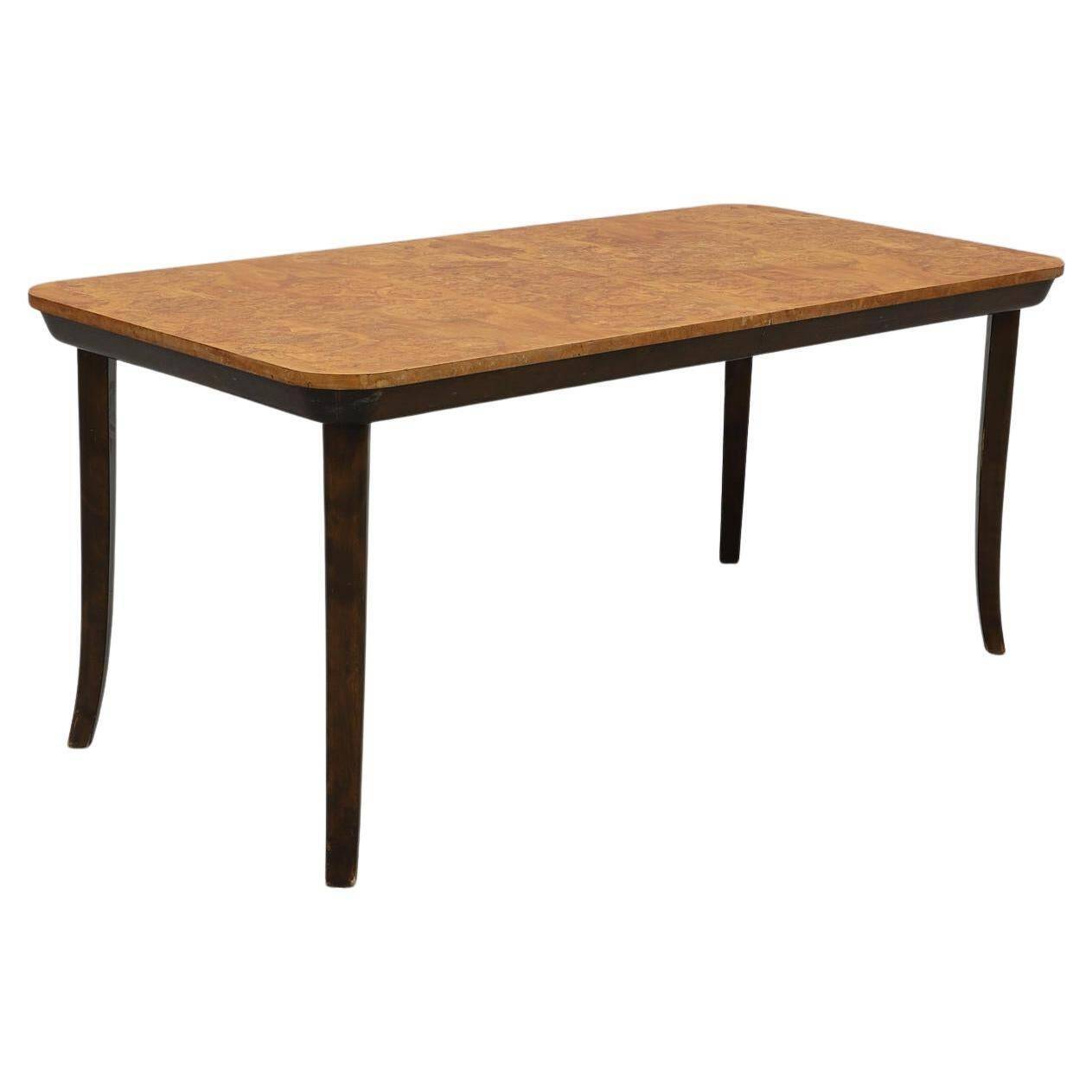 Dining table in burl and beech by Axel Einar Hjorth, NK 1938, Swedish Modern.