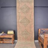 Vintage Handknotted Hallway Runner Rug