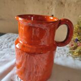 Pitcher vase in orange stoneware