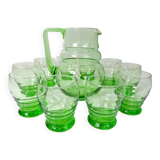 ancien service 10 verres à eau et carafe en verre soufflé