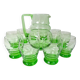 old service 10 water glasses and carafe in blown glass