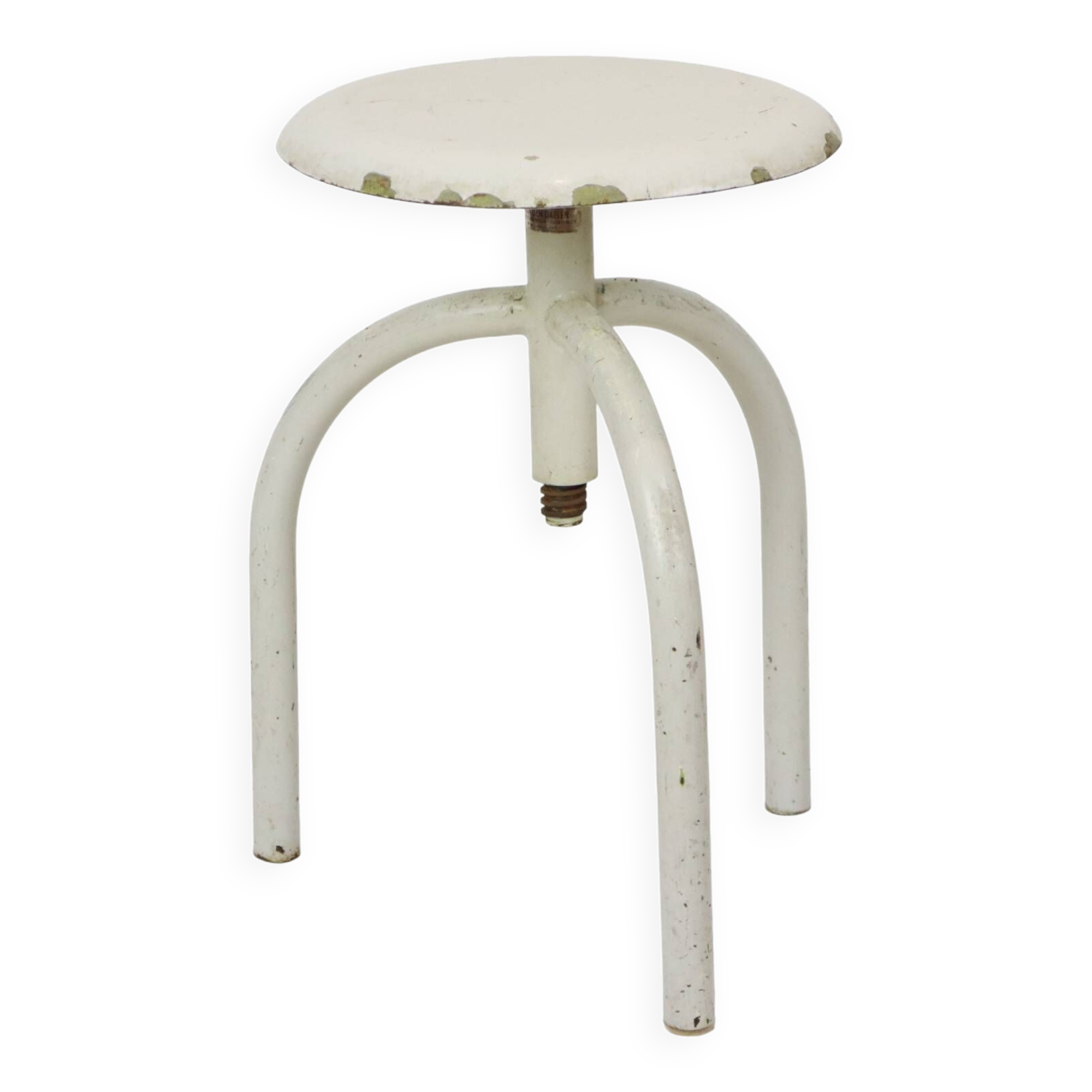 Industrial Antique Metal Doctor's Stool Lab Stool Early 20th Century