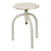 Tabouret de médecin industriel en métal antique, tabouret de laboratoire, début du XXe siècle