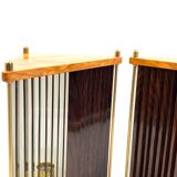Leonardo Mosso 2 palisander and brass table lamps, Italy 1970s