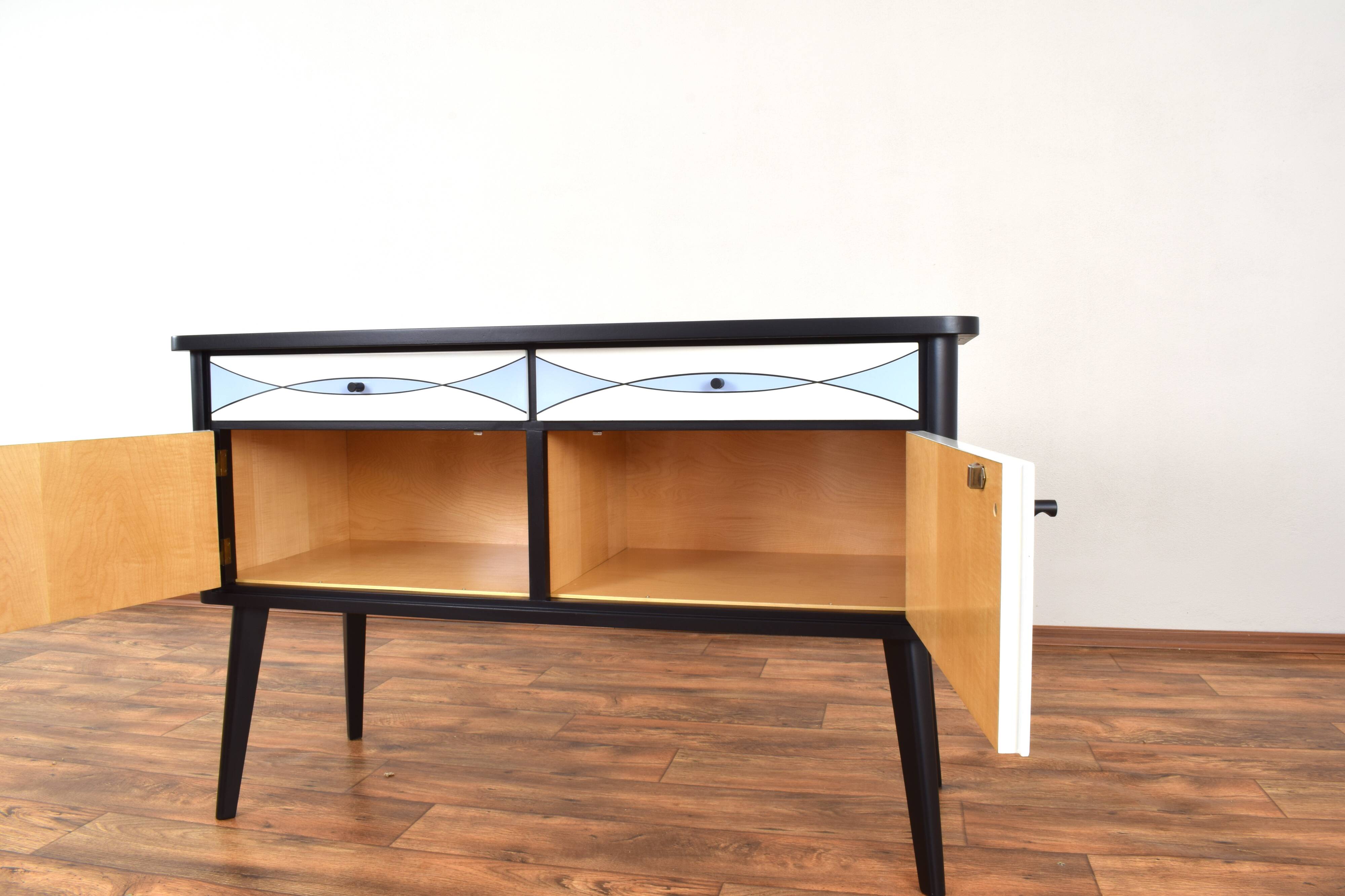 Mid-Century Op-Art. Hand-Painted German Sideboard, 1960s.