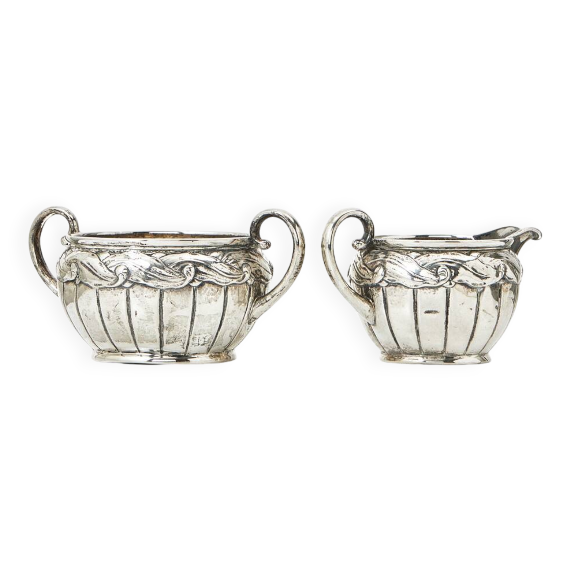 A silver sugar bowl and milk jug, Christian F. Heise, Copenhagen 1919