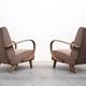 1930 Jindrich Halabala Bentwood Armchair in Dark Beige Velvet