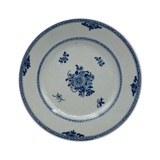 Plate in porcelain blue and white china xviii floral decoration