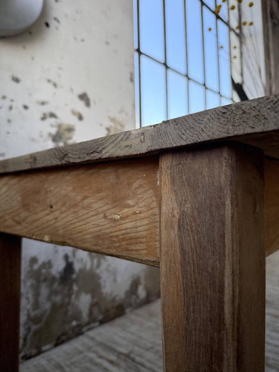 Table de ferme en pin et chêne