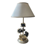 Vintage Franco Italy lamp with silver and gold metal flowers