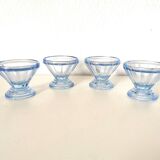 Set of glasses, coupe, ice cream, Normandy hole, cooked wine, digestives, art deco, blue