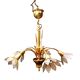 Vintage chandelier in gold metal and mother-of-pearl petals - 5 branches