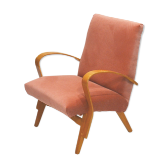 Peach velvet armchair