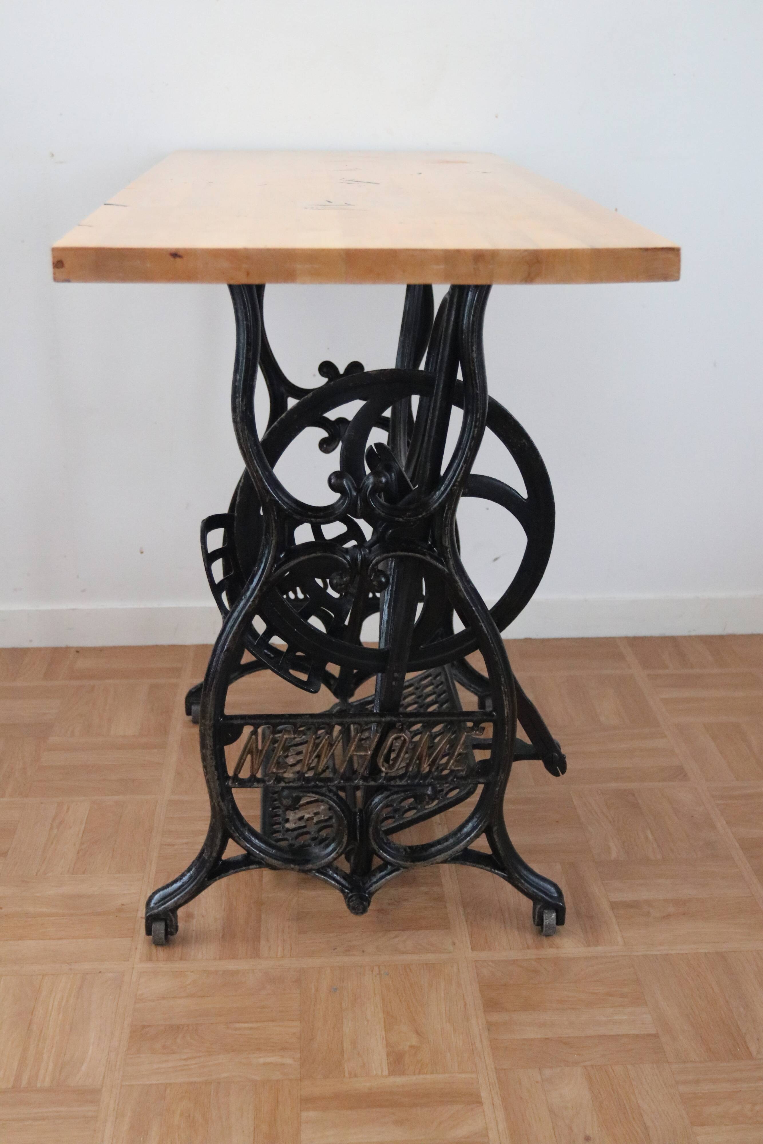 Living room console with sewing machine foot