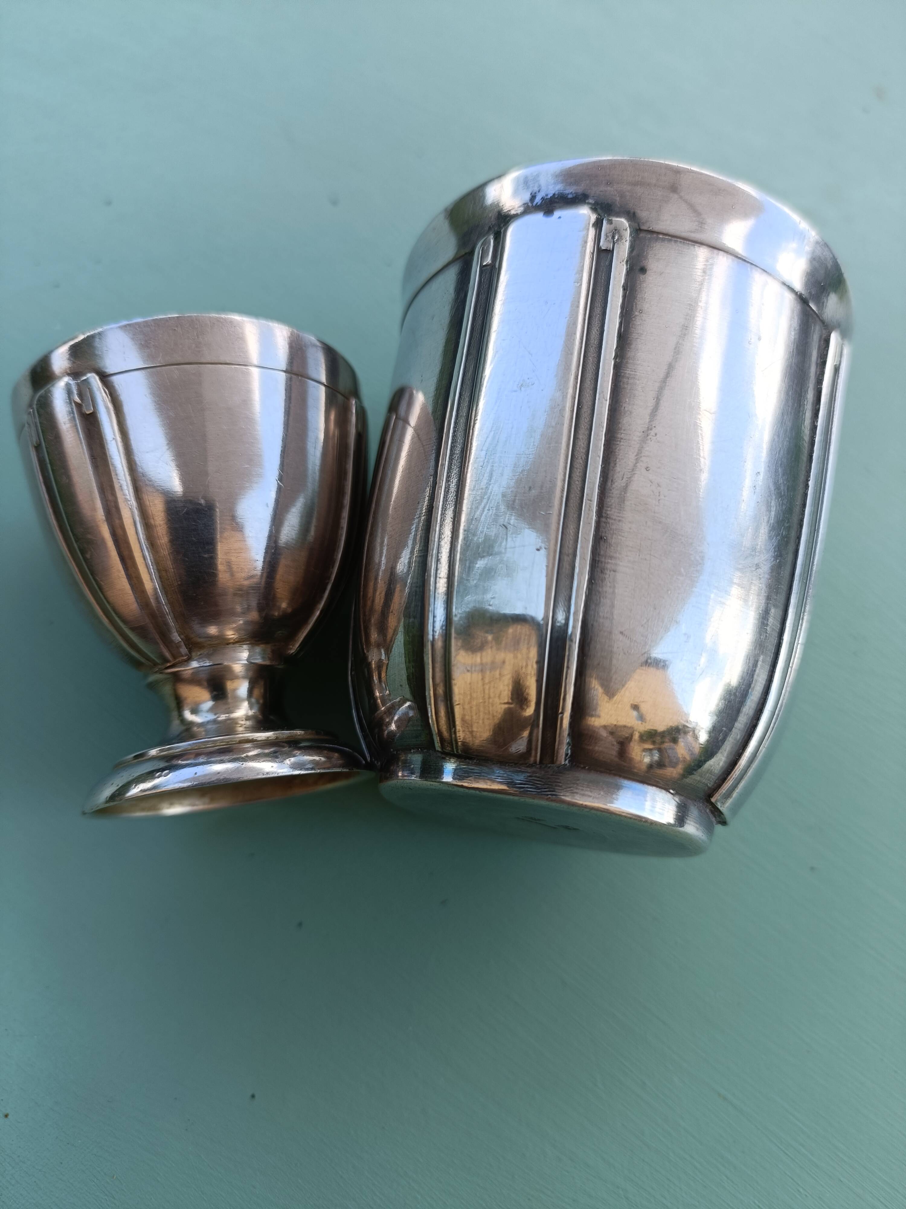 Boulenger silver-plated metal cup and egg cup