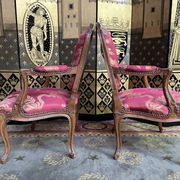 Pair of Louis XV style convertible armchairs