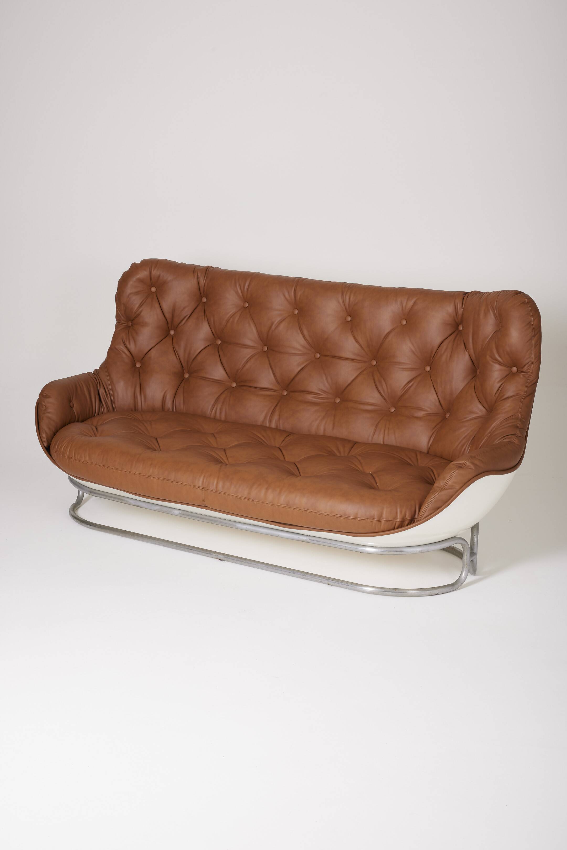 Michel Cadestin karate leather sofa, 1970s